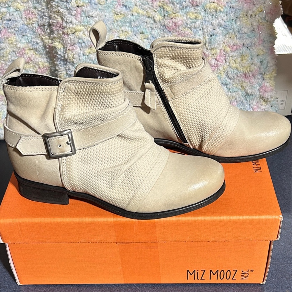 Miz Mooz Cream Ankle Boots
